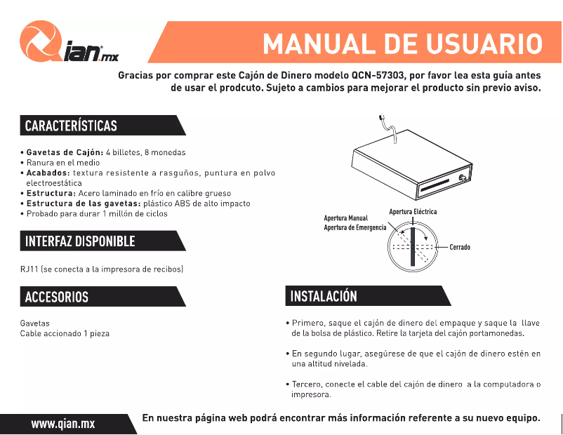 Image de la première page du manuel de l'appareil QCN-57303