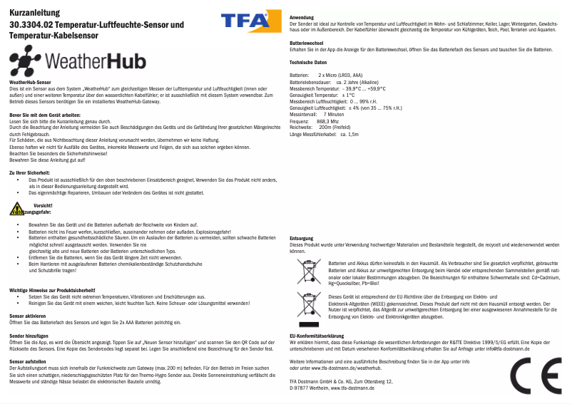 Image de la première page du manuel de l'appareil 30.3304.02