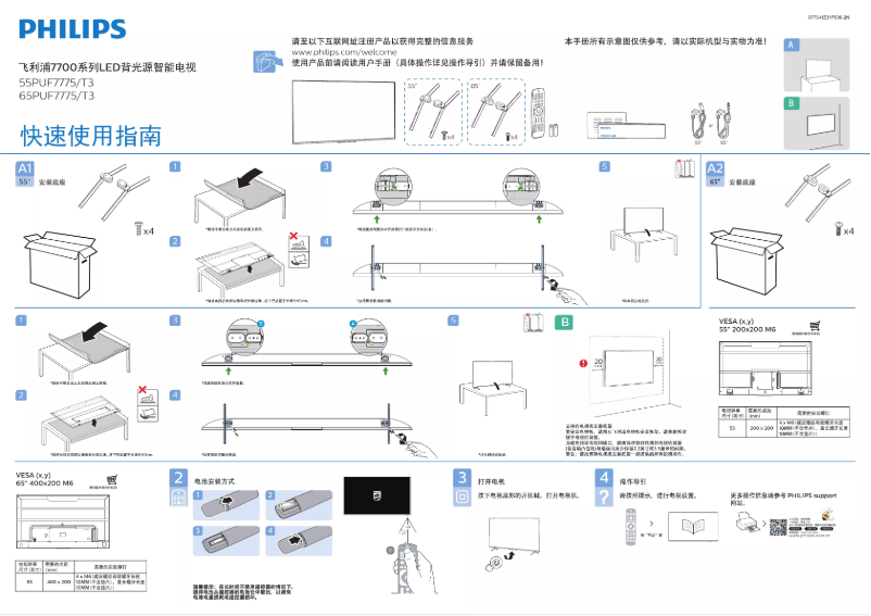 Page 1 de la notice Guide de démarrage rapide Philips 65PUF7775
