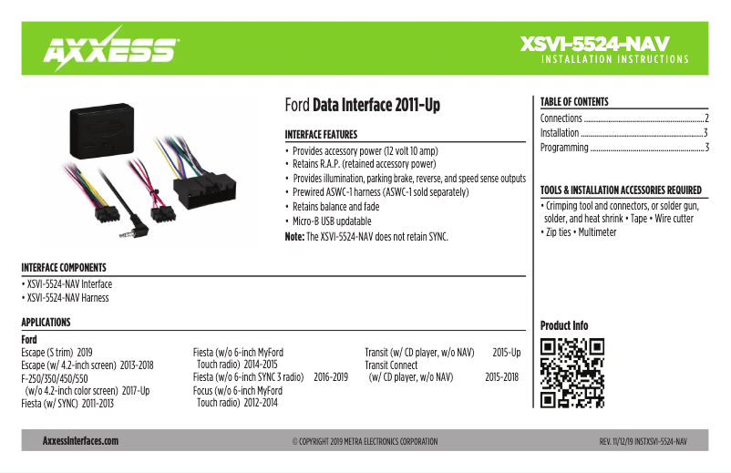 Image de la première page du manuel de l'appareil XSVI-5524-NAV