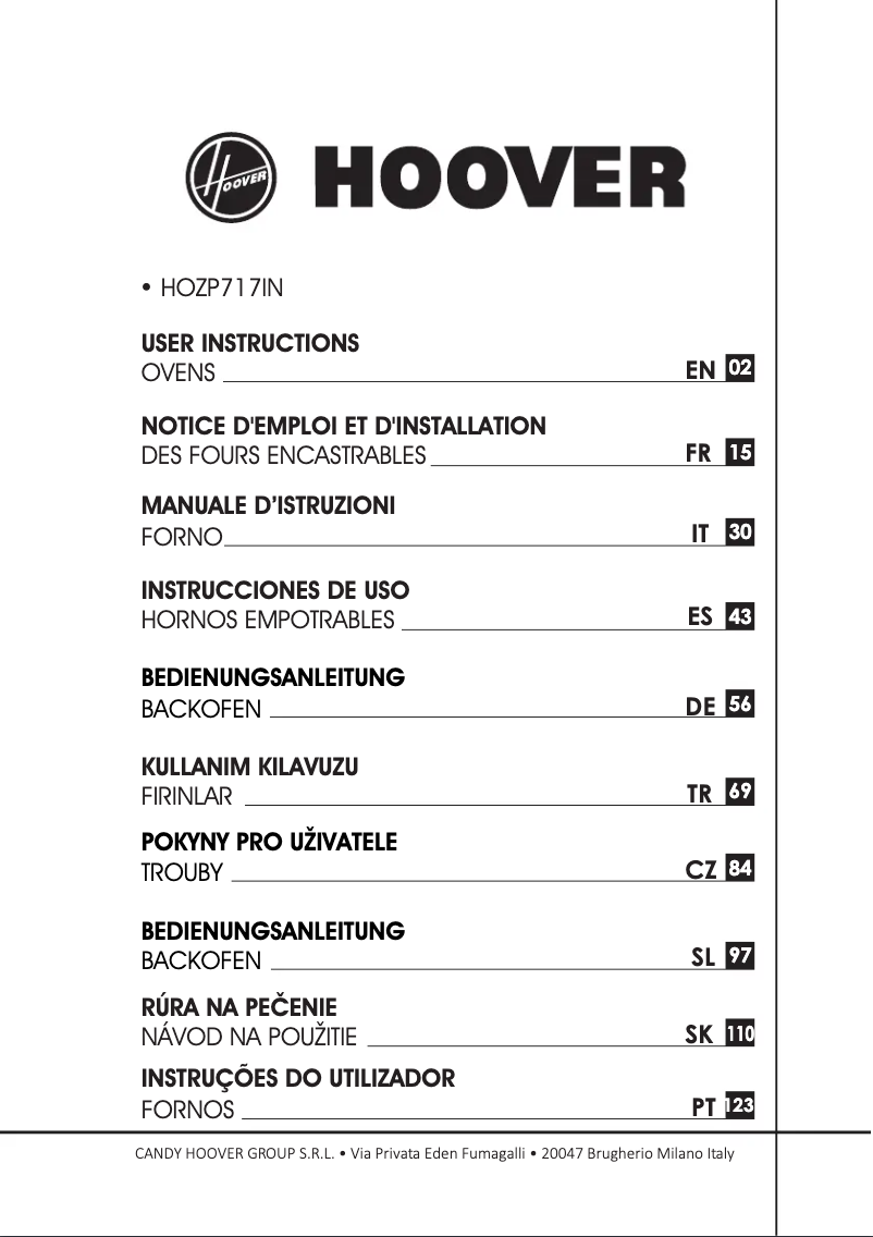 Image de la première page du manuel de l'appareil HOZP717IN