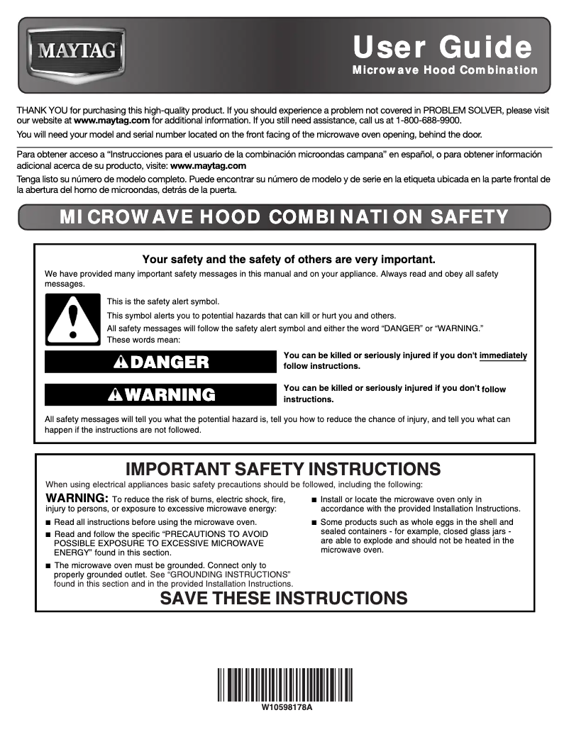 Page 1 de la notice Manuel utilisateur Maytag MMV4205DH