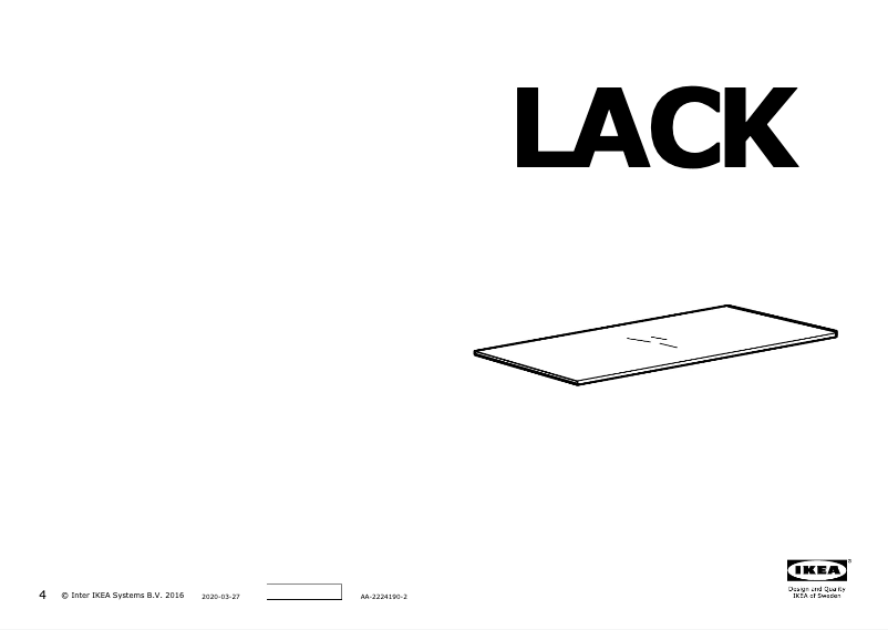 Page 1 de la notice Manuel utilisateur Ikea LACK 704.902.55