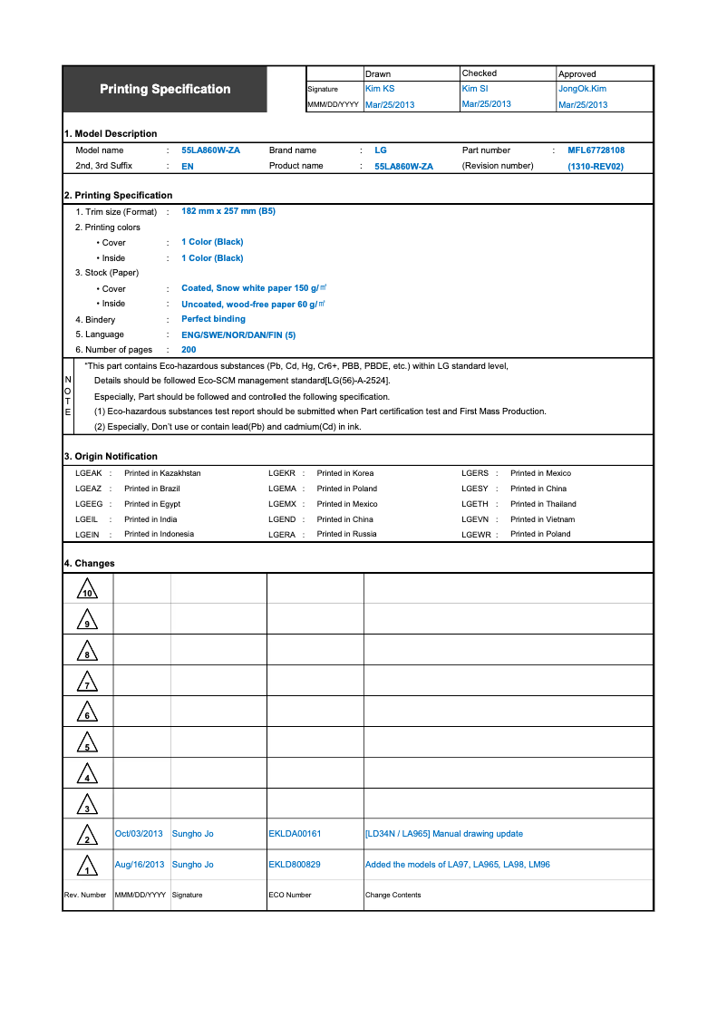 Página 1 del manual Manual de usuario LG 55LA970W