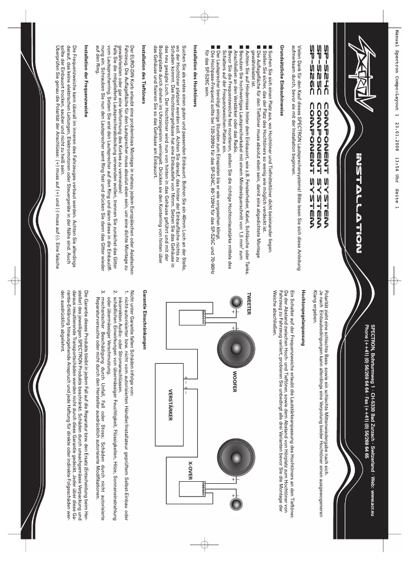 Page 1 de la notice Manuel utilisateur Spectron SP-S26