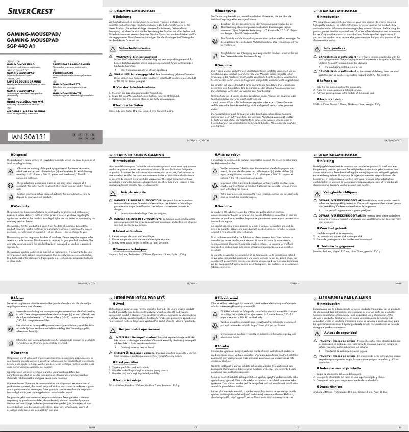 Page 1 de la notice Manuel utilisateur SilverCrest SGP 440 A1