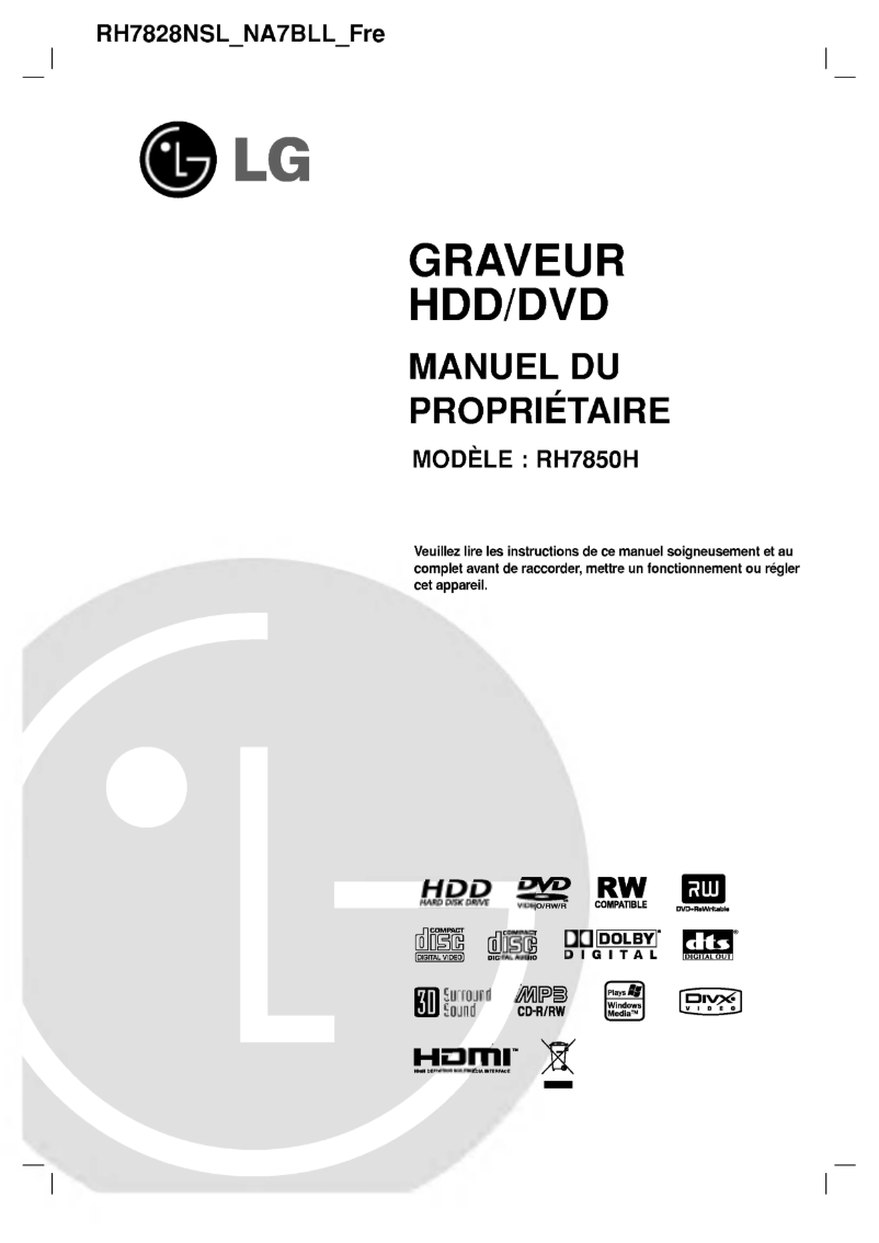 Page 1 de la notice Manuel utilisateur LG RH7828NSL