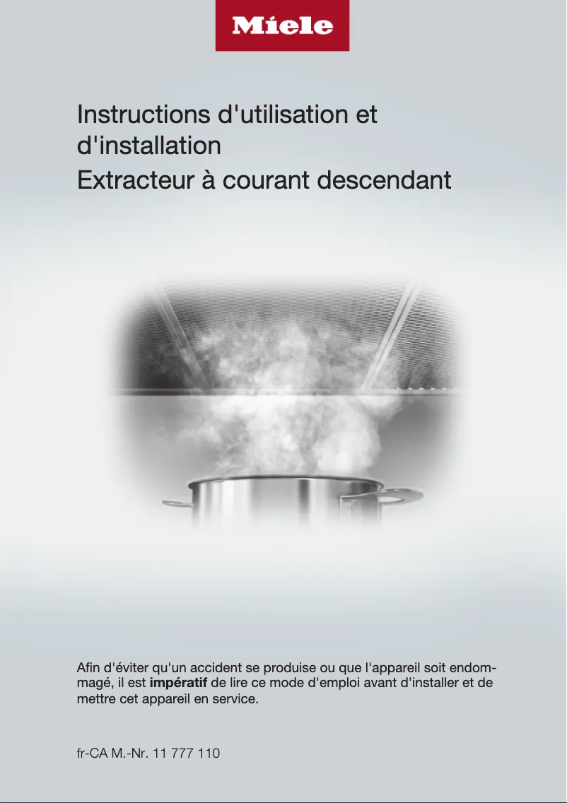 Page n°1 - Manuel utilisateur Miele DA 6881