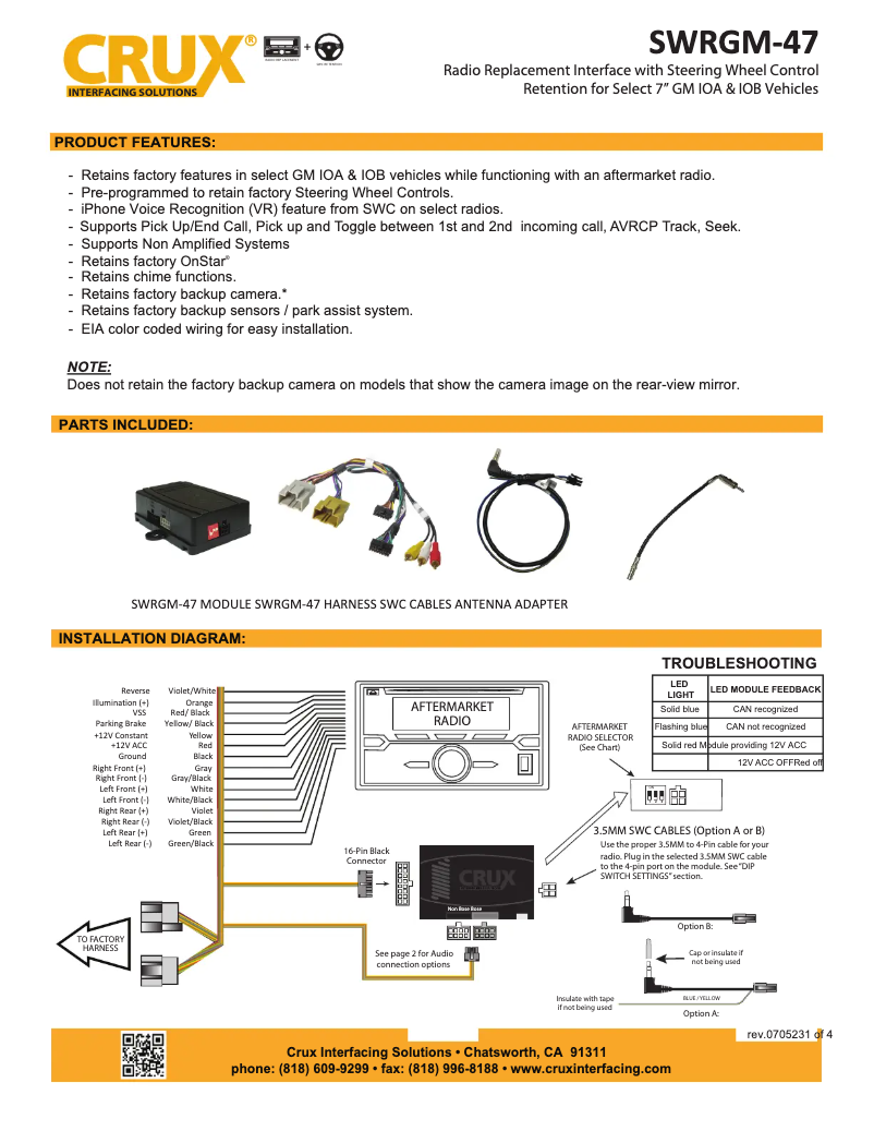 Page 1 de la notice Manuel utilisateur CRUX SWRGM-47