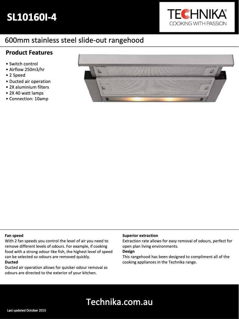 Page 1 de la notice Fiche technique Technika SL10160I-4