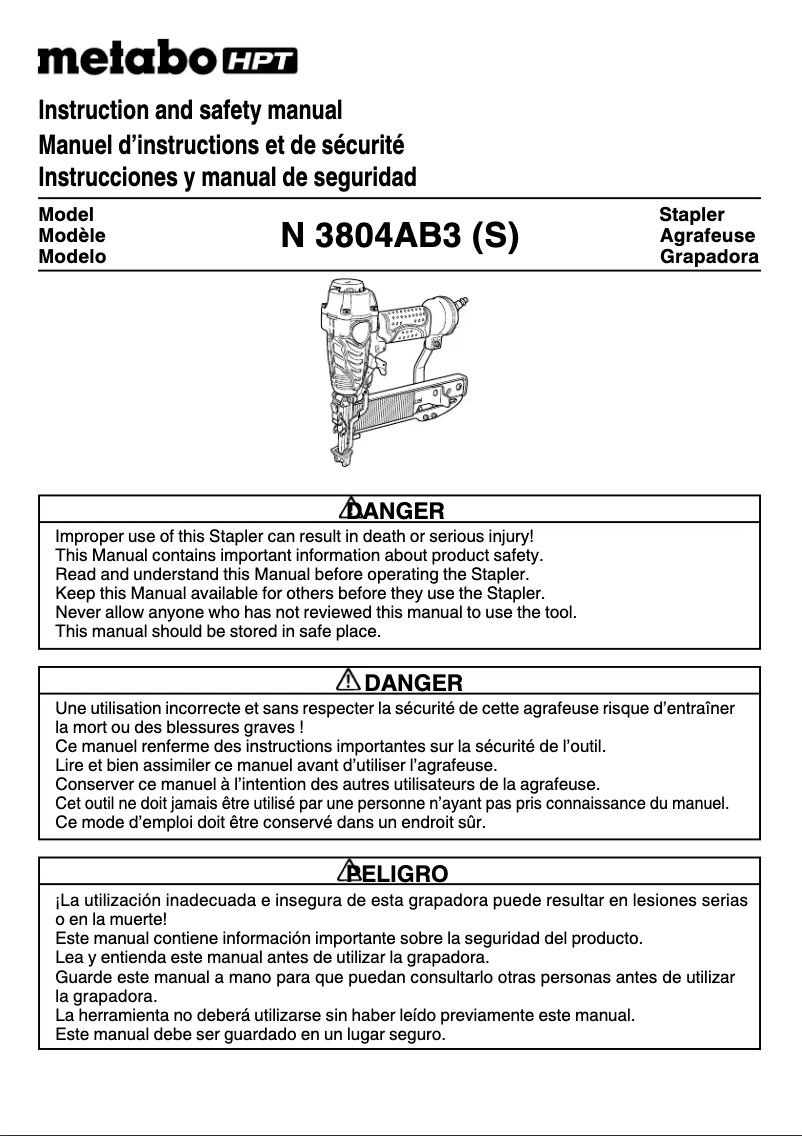 Page n°1 - Manuel utilisateur HiKOKI N3804AB3