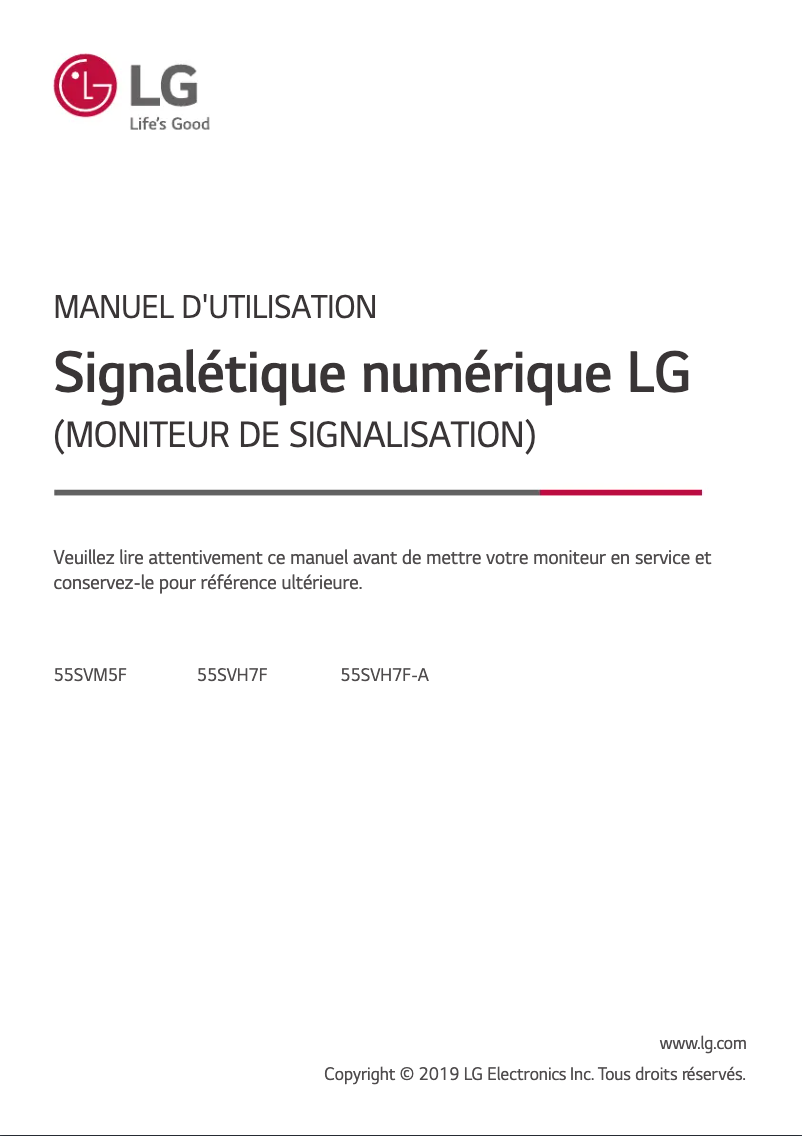 Page 1 de la notice Manuel utilisateur LG T713SH