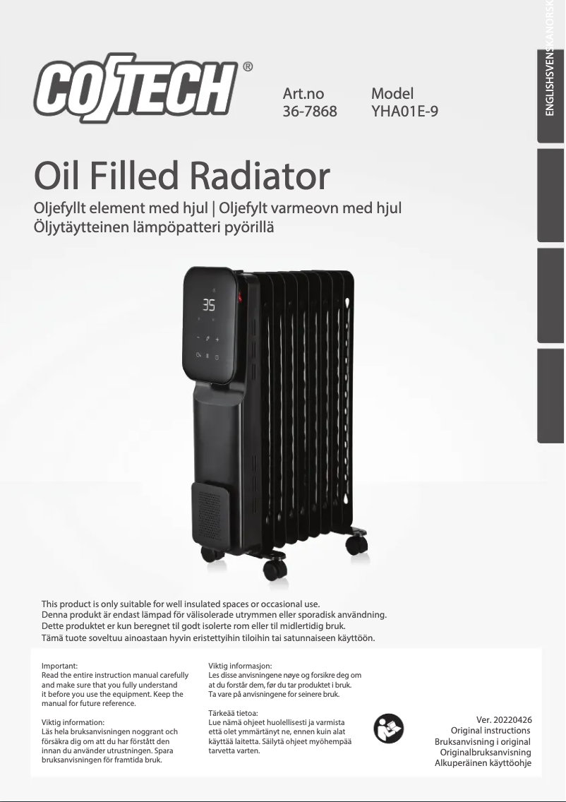 Image de la première page du manuel de l'appareil YHA01E-9