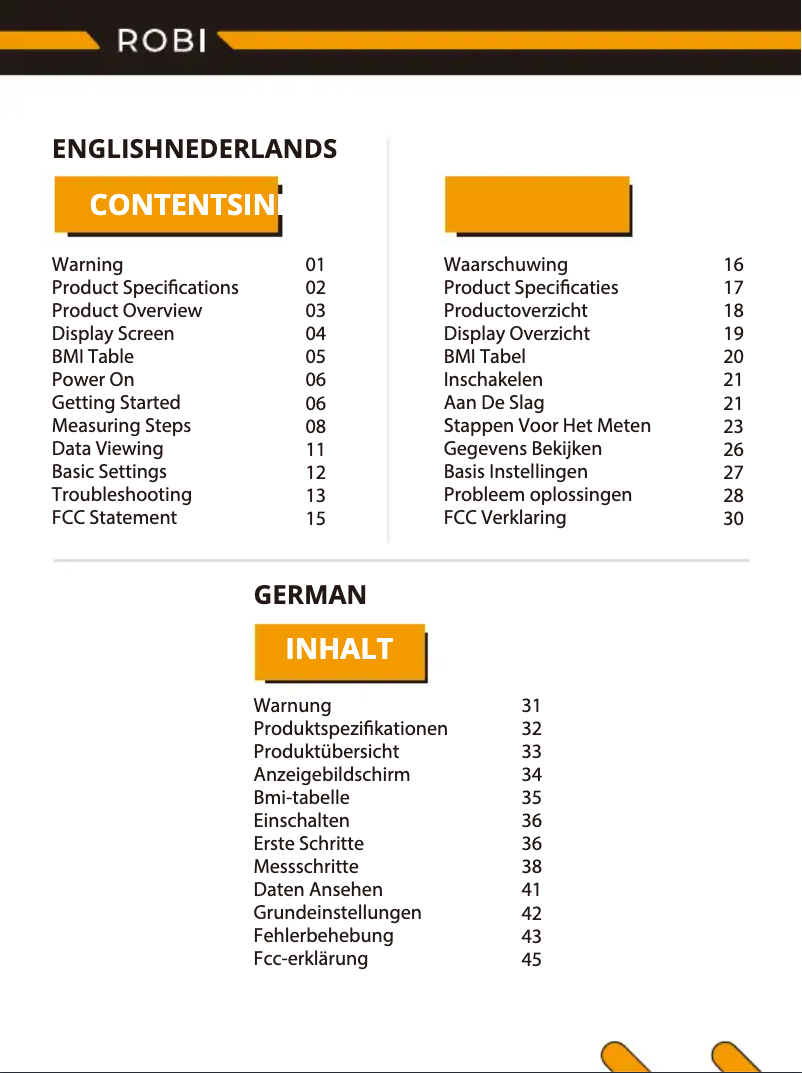 Page 1 de la notice Manuel utilisateur Robi S11