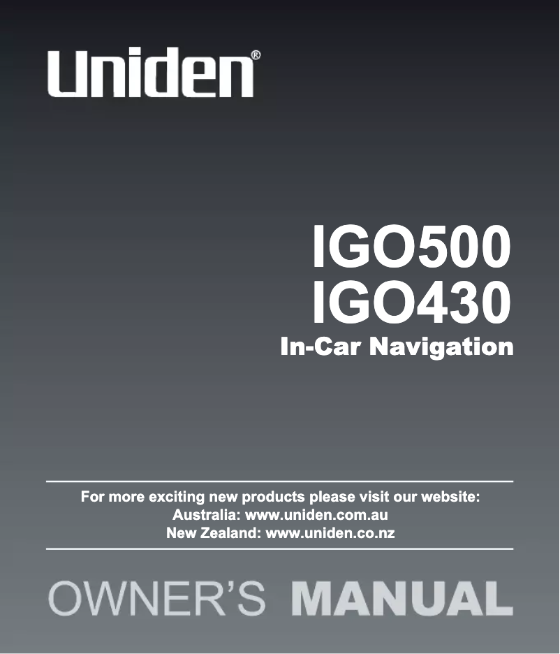 Page n°1 - Manuel utilisateur Uniden iGO500