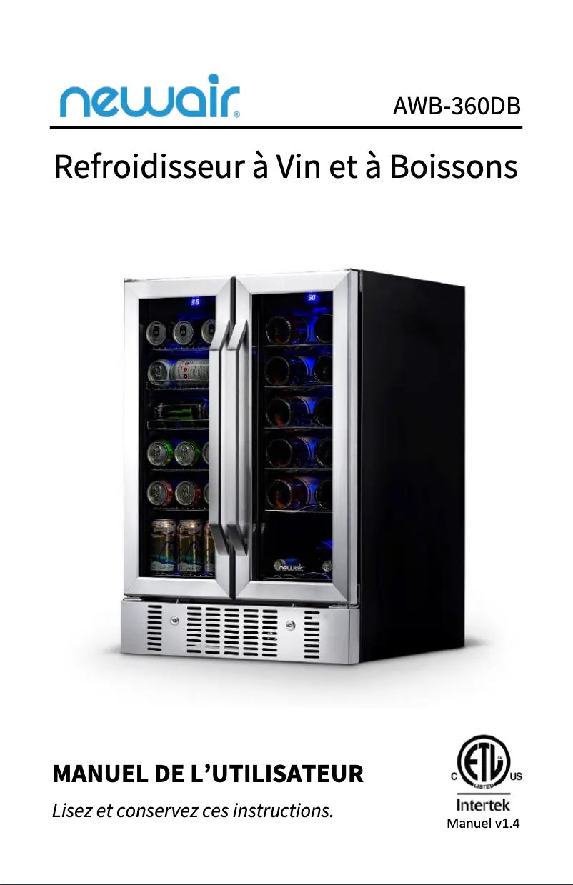 Page n°1 - Manuel utilisateur NewAir AWB-360DB