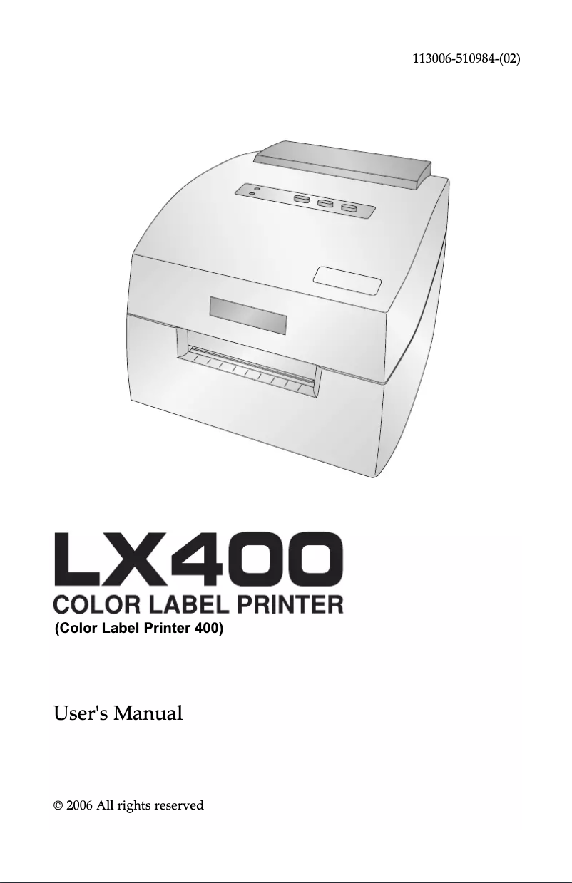 Page 1 de la notice Manuel utilisateur Primera LX400