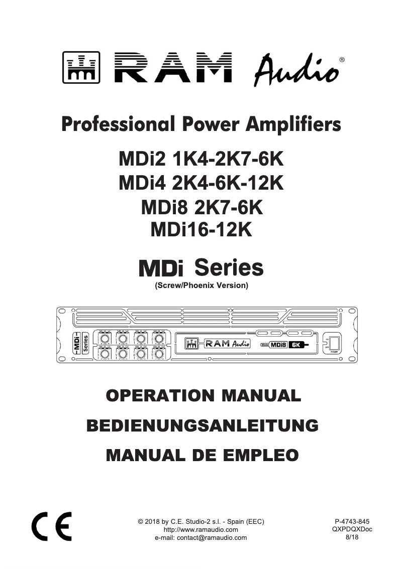 Page n°1 - Manuel utilisateur Ram Audio MDi2-2K7 BS/P