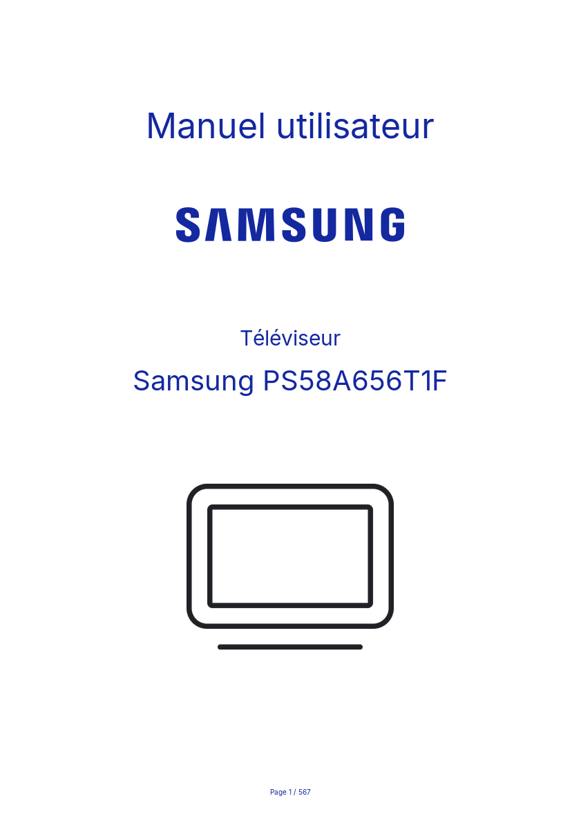 Page 1 de la notice Manuel utilisateur Samsung PS58A656T1F