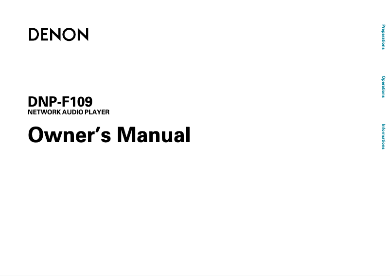 Page n°1 - Manuel utilisateur Denon DNP-F109