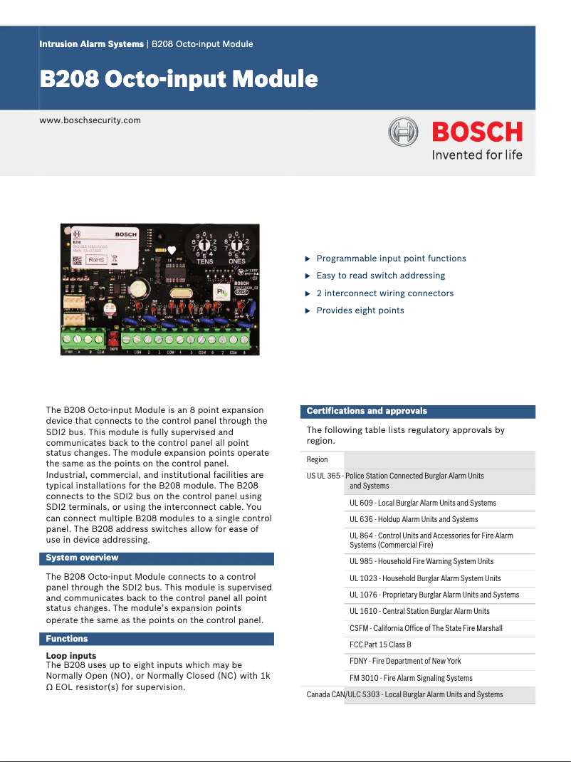 Page 1 de la notice Manuel utilisateur Bosch B208