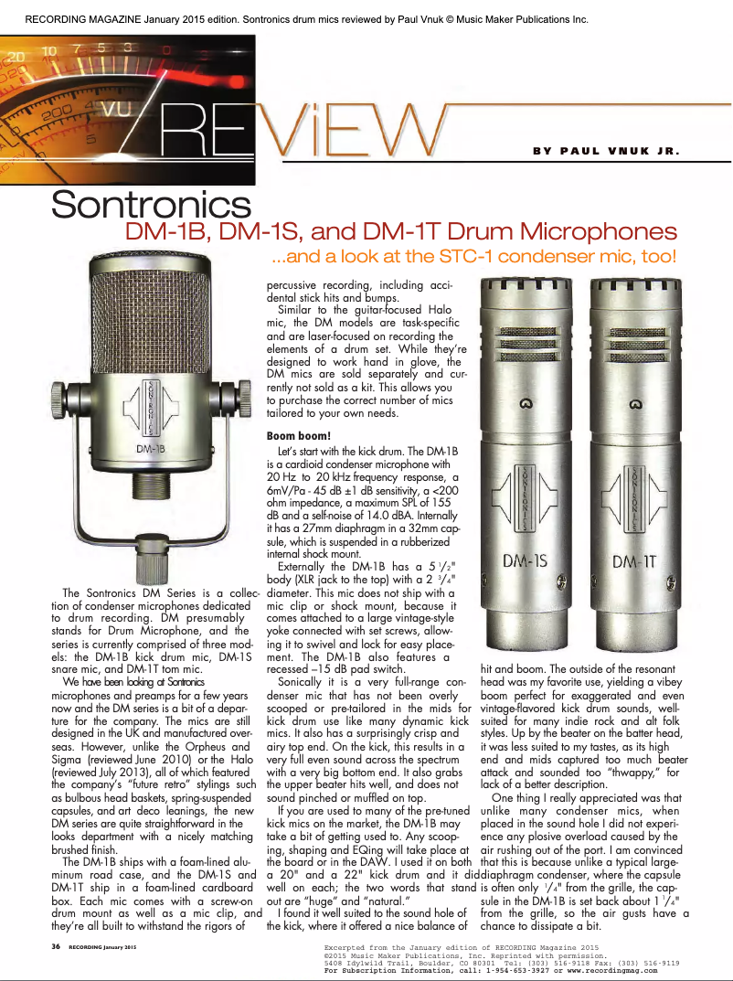 Page n°1 - Manuel utilisateur Sontronics DM-1B