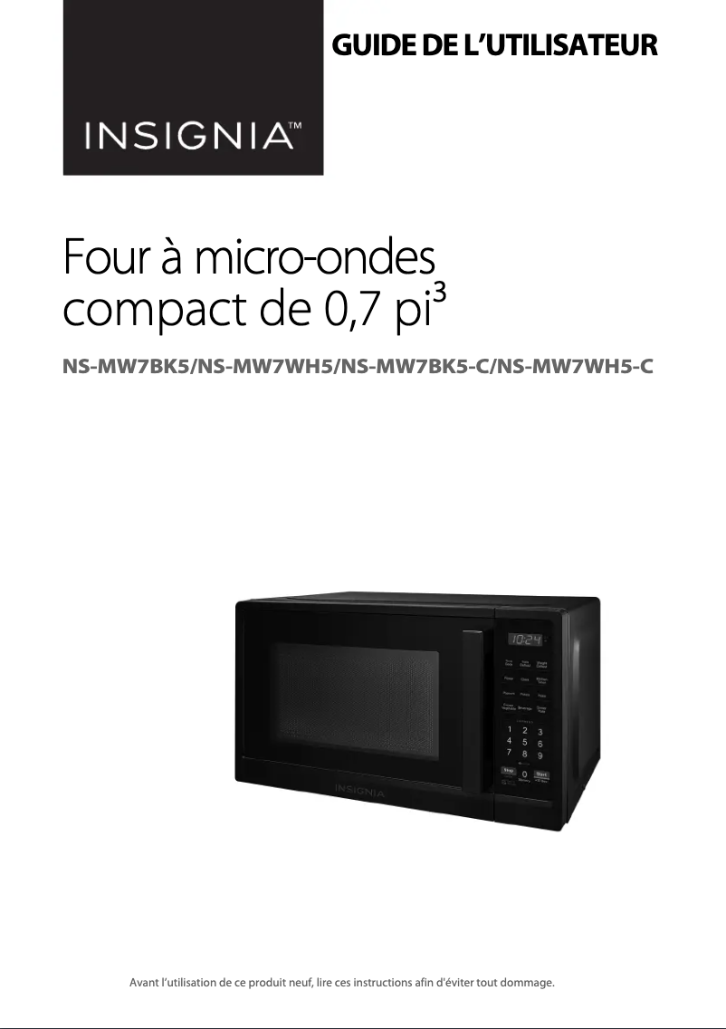 Page 1 de la notice Manuel utilisateur Insignia NS-MW7BK5