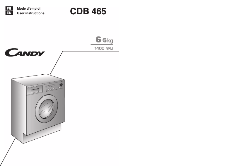 Page 1 de la notice Manuel utilisateur Candy CDB 465