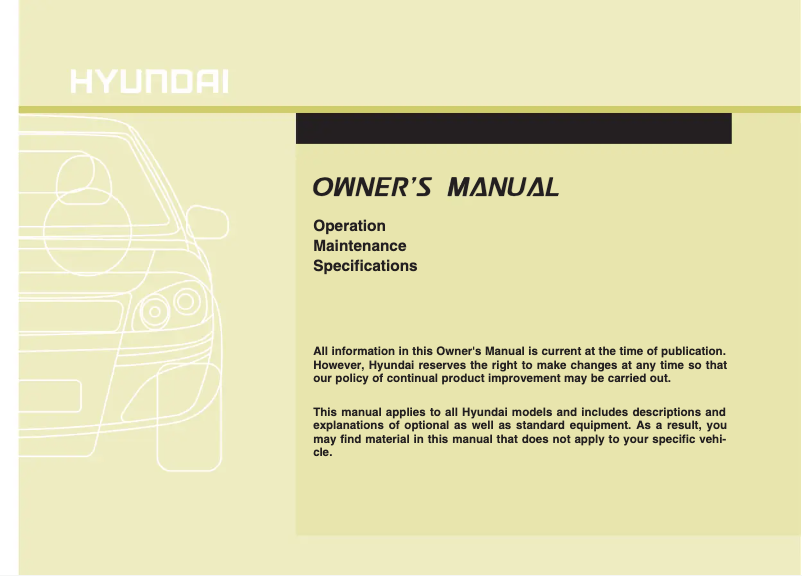Image de la première page du manuel de l'appareil Elantra Touring (2011)