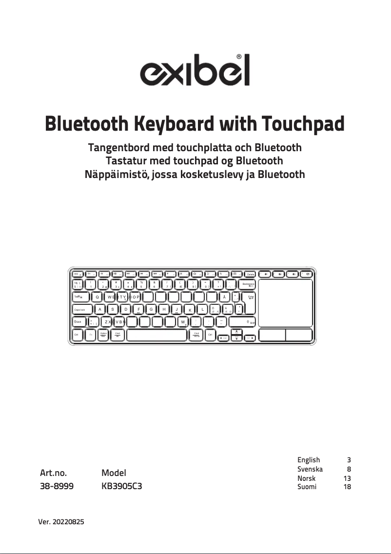 Page 1 de la notice Manuel utilisateur Exibel KB3905C3