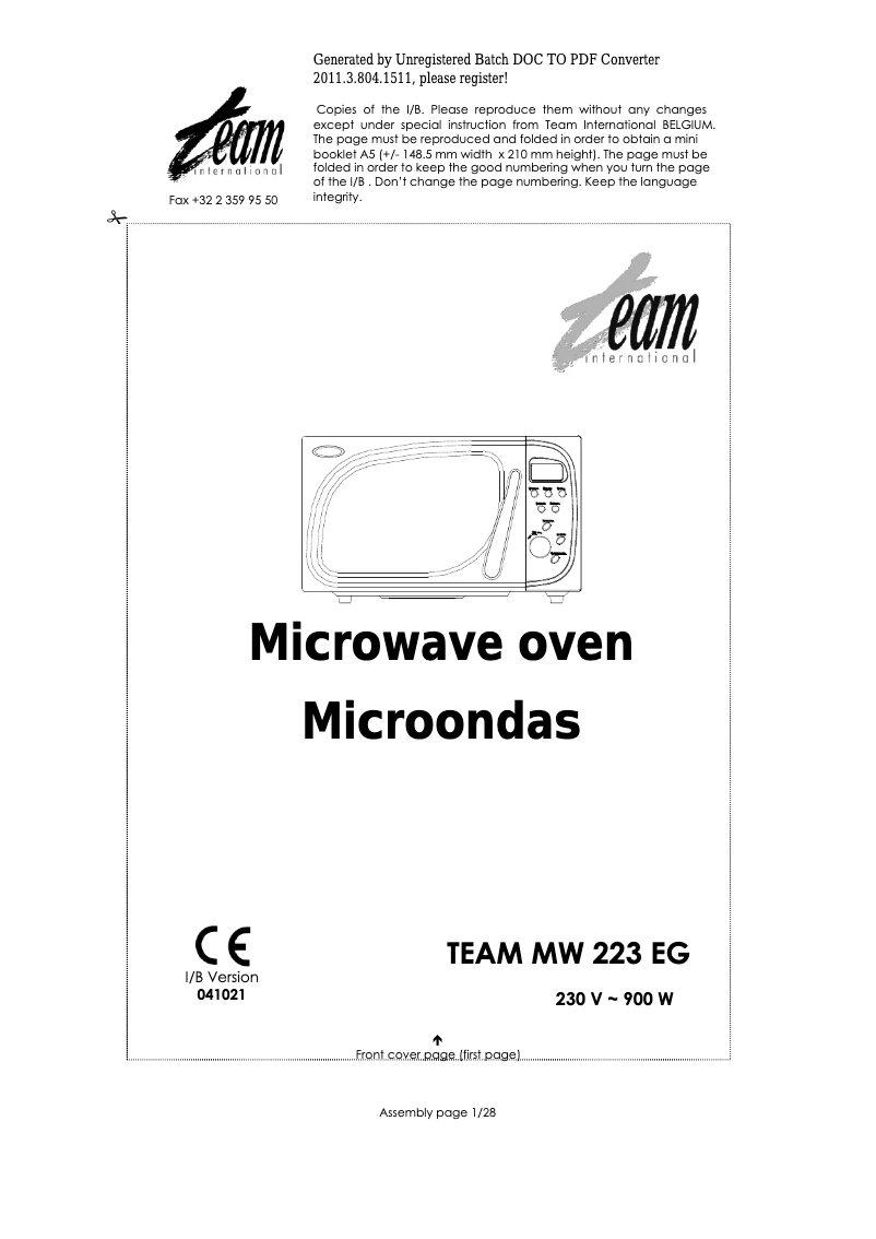 Página 1 del manual Manual de usuario Team MW 223