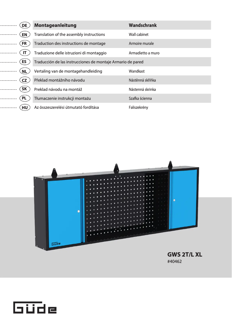 Page 1 de la notice Manuel utilisateur Güde GWS 2T/L XL