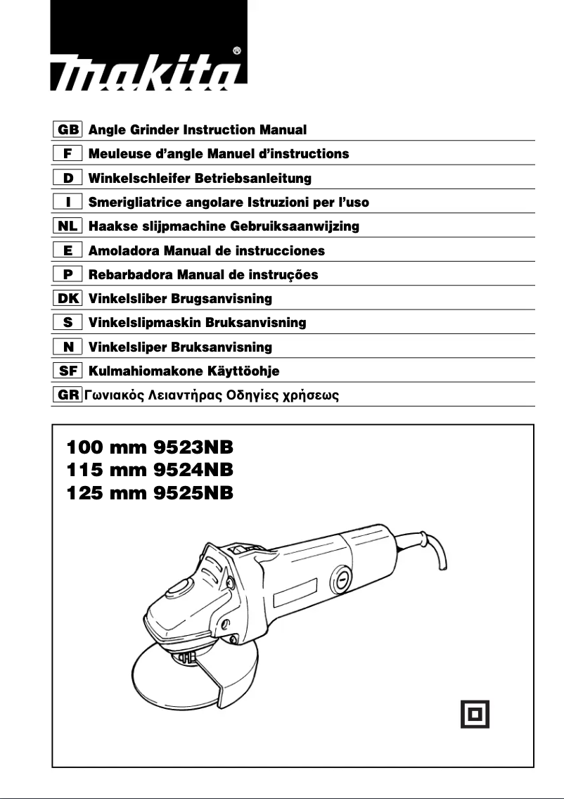 Page n°1 - Manuel utilisateur Makita 9523NB
