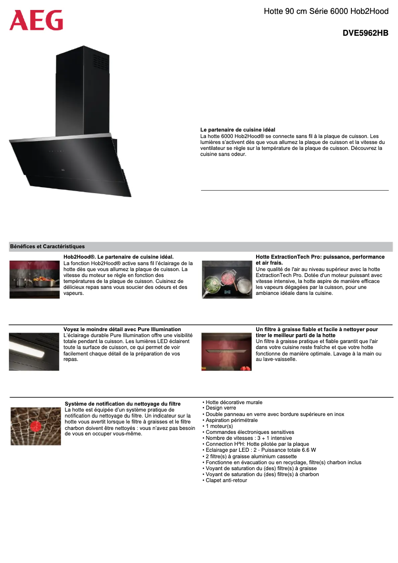 Page 1 de la notice Manuel utilisateur AEG DVE5962HB