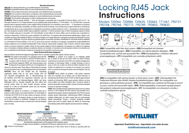 Page 1 de la notice Manuel utilisateur Intellinet 790734
