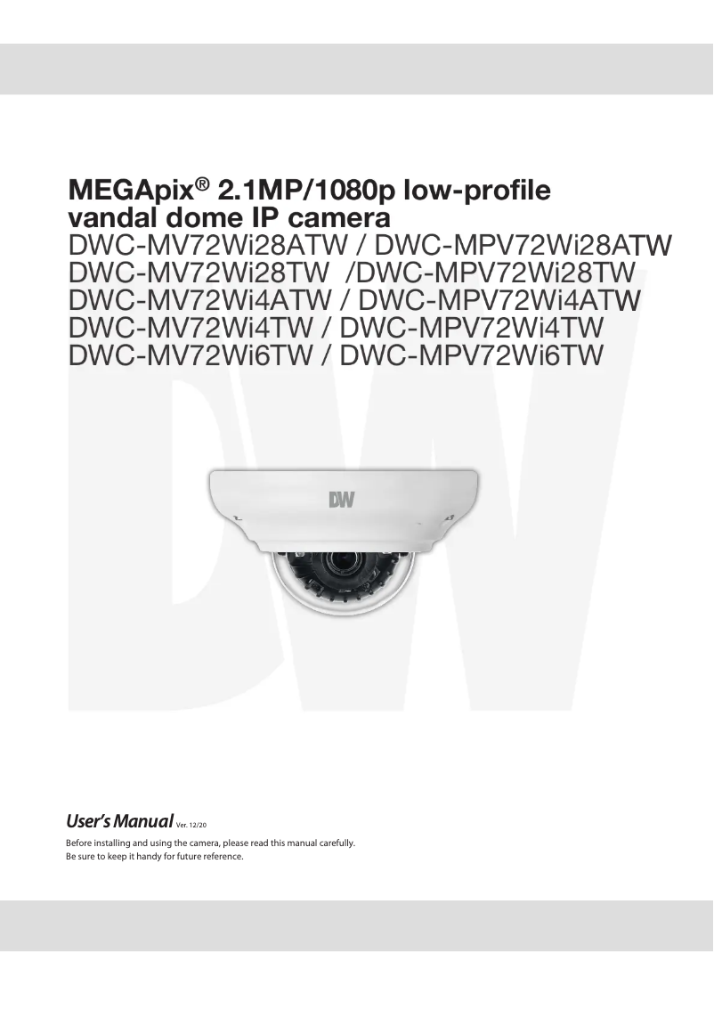 Image de la première page du manuel de l'appareil MegaPix DWC-MV72WI4ATW