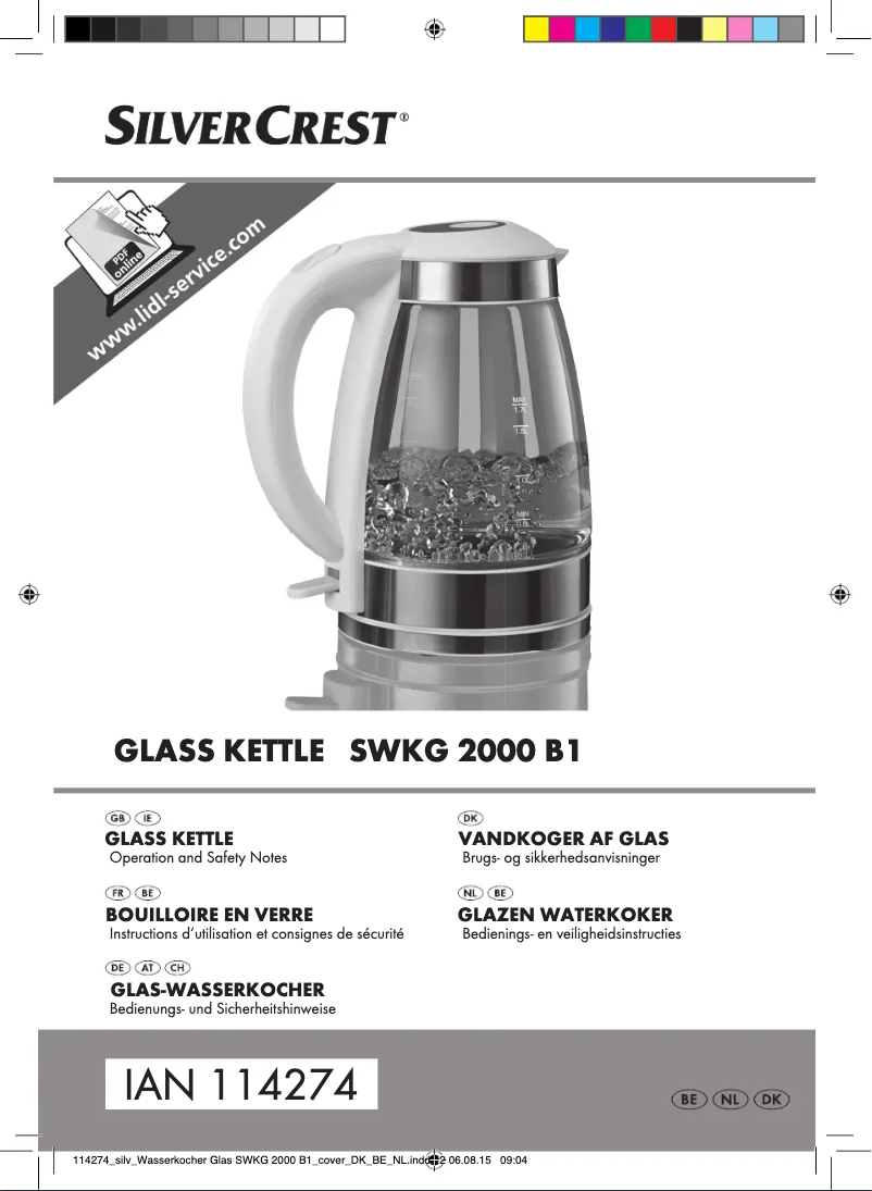 Page 1 de la notice Manuel utilisateur SilverCrest SWKG 2000 B1