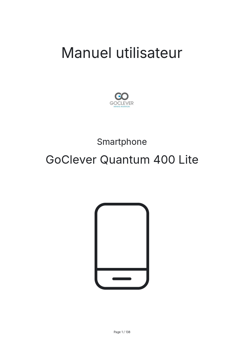 Page n°1 - Manuel utilisateur GoClever Quantum 400 Lite