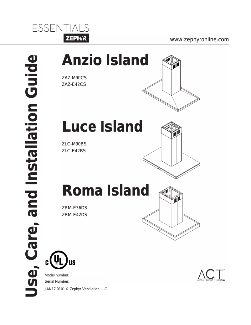 Página 1 del manual Manual de usuario Zephyr Luce Island ZLC-E42BS
