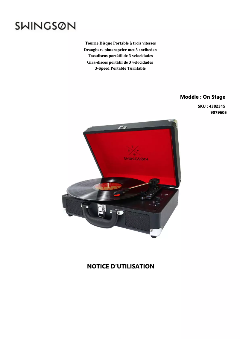 Page n°1 - Manuel utilisateur Swingson On Stage