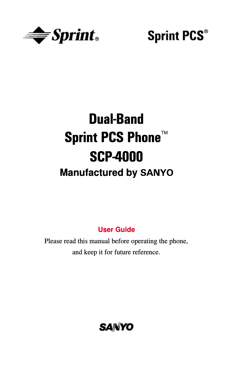 Page n°1 - Manuel utilisateur Sanyo Sprint SCP-4000