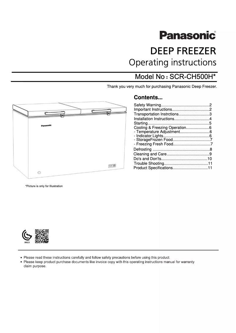 Image de la première page du manuel de l'appareil SCR-CH500H4