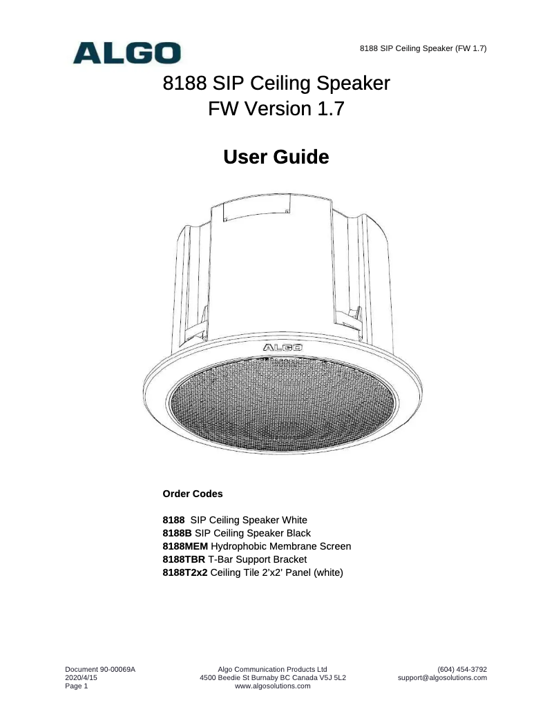 Image de la première page du manuel de l'appareil 8188
