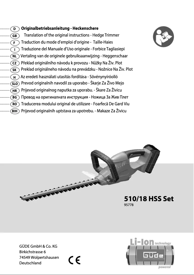 Image de la première page du manuel de l'appareil 510/18 HSS SET