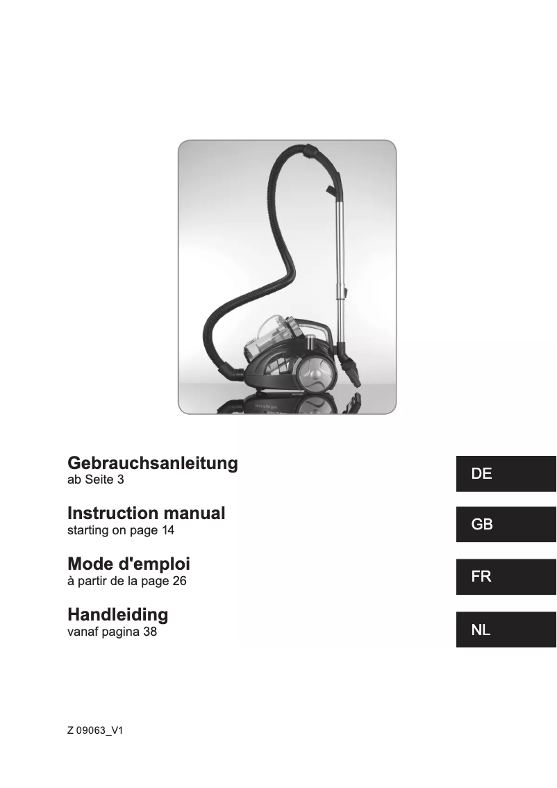 Page 1 de la notice Manuel utilisateur Cleanmaxx Z 09063