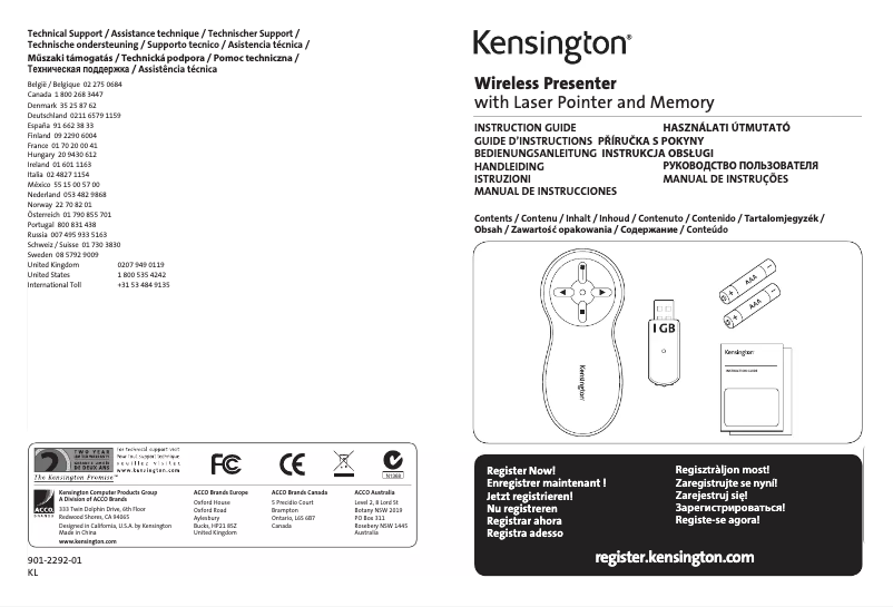 Page 1 of the manual User Manual Kensington 33374EU