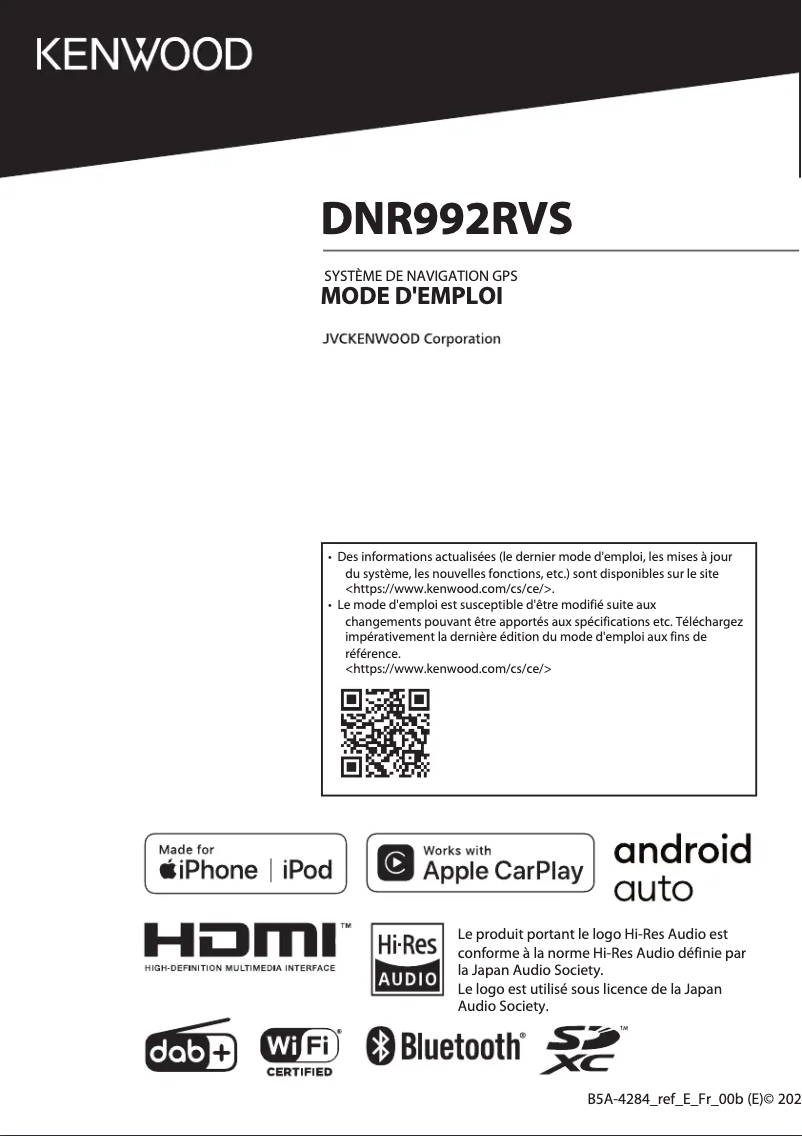 Page n°1 - Manuel utilisateur Kenwood DNR992RVS