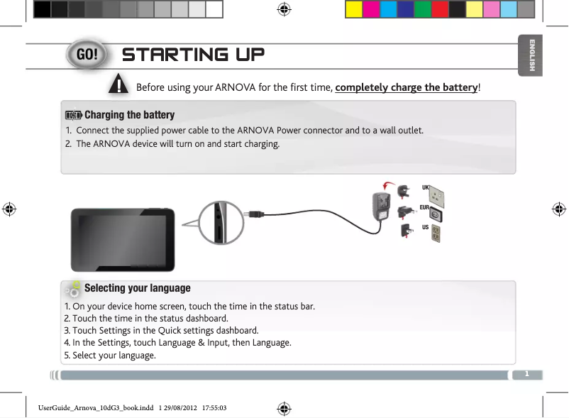 Page 1 de la notice Manuel utilisateur Archos Arnova 10D G3