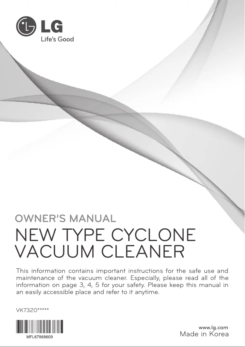 Page 1 de la notice Manuel utilisateur LG VK7320NRTR