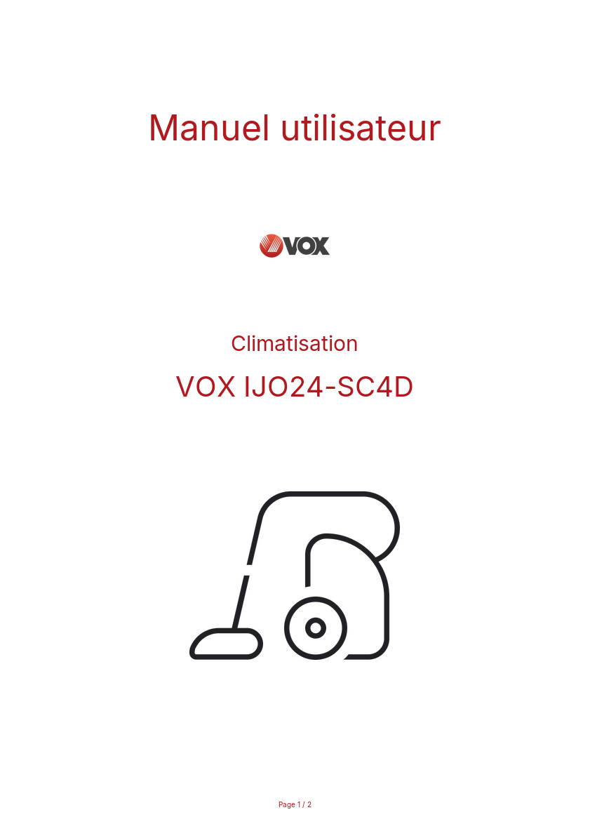 Page n°1 - Manuel utilisateur VOX IJO24-SC4D